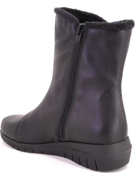 Leather Women's Ankle Boots Platform Black