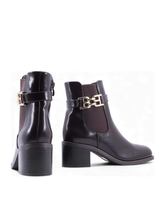 Women's Ankle Boots with Medium Heel Brown