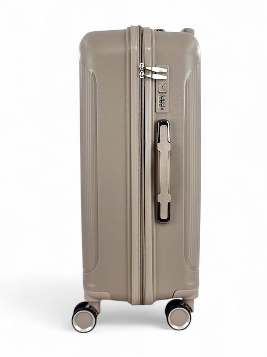 R&J Medium Travel Suitcase Hard Beige with 4 Wheels Height 65cm r&j-pp003-24-mpez