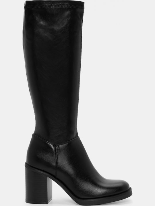Wildleder Damenstiefel mit hohem Absatz Schwarz