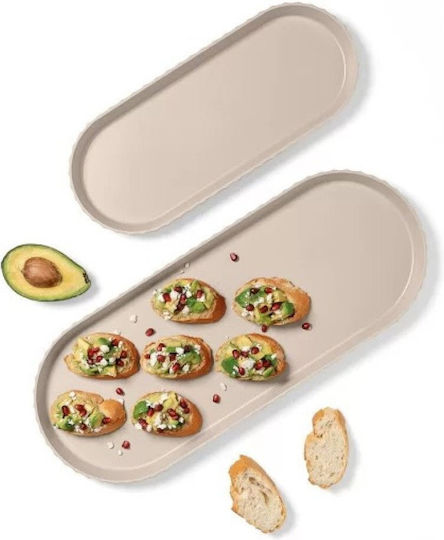 Serving Platter Oval made of Porcelain Gray 51x20.5cm