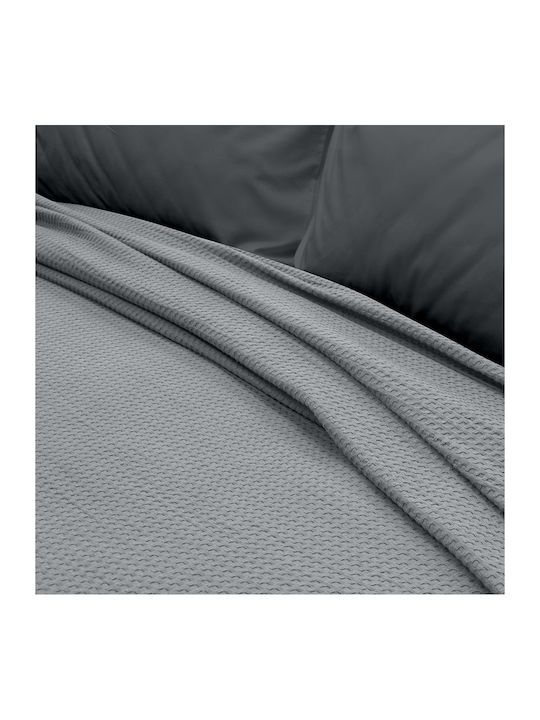 Lino Home Cocoon Κουβέρτα Πικέ Μονή 170x240εκ. Γκρι