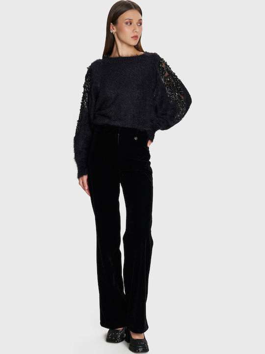Damen Stoff Hose Black