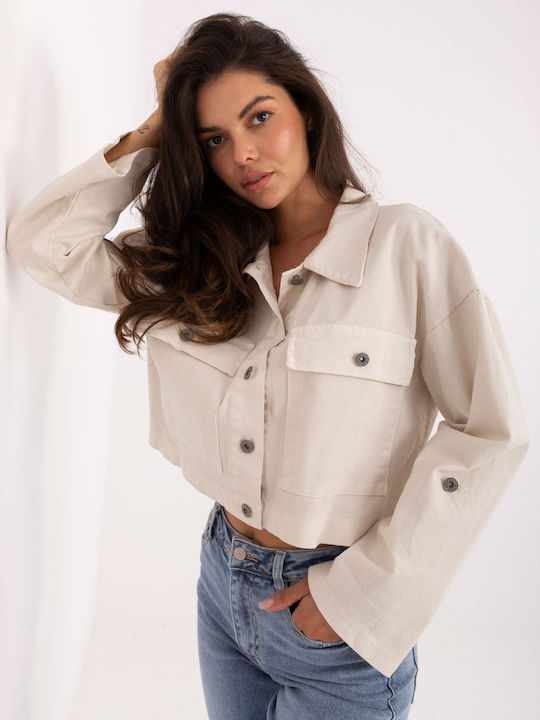 Scurtă Jachetă de femei din denim Ecru