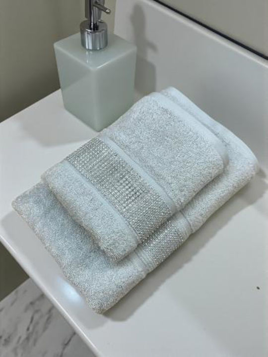 Linea Home Πετσέτα Προσώπου Line Γκρι 2τμχ Βάρους 500gr/m²