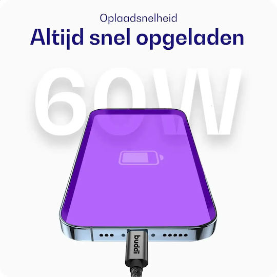 Buddi Flex Magnetic USB 2.0 Cable USB-C male - USB-C 60W Black 2m