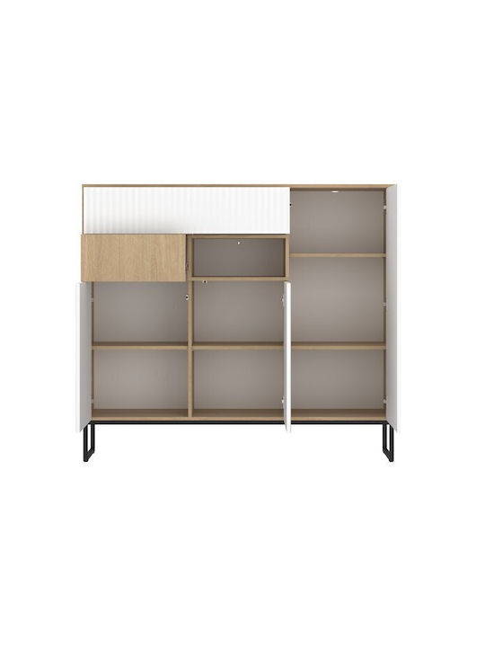 Sideboard Balbenu 100 made of Wood & Metal with Drawers Light Wood Color, White 40x40x148cm