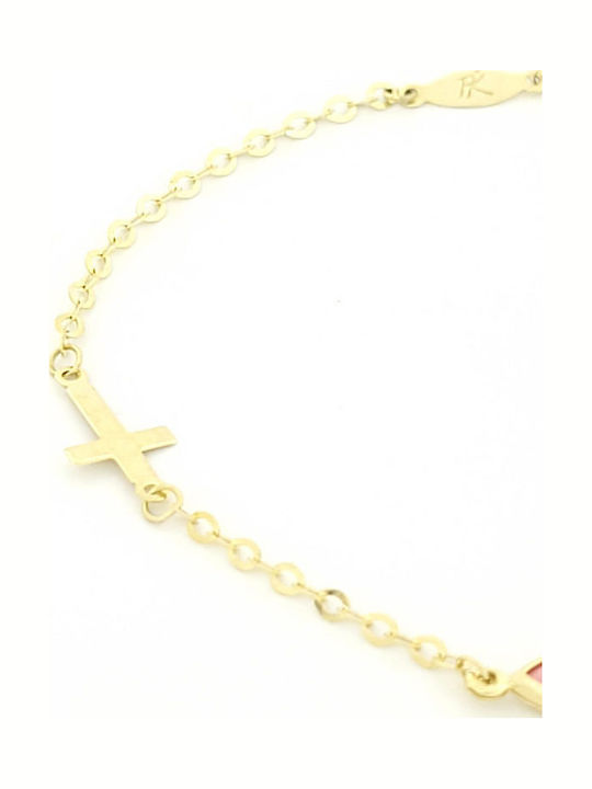 Kids Bracelet from Gold 9K with Evil Eye & Σταυρό