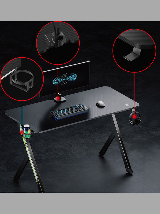 Γραφείο Gaming Rs101 Ξύλινο Μαύρο 120x60x75εκ.