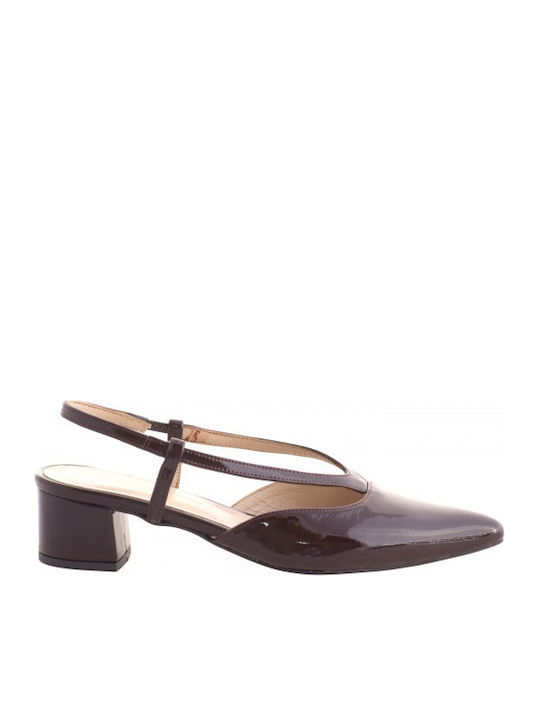 Leder Pumps mit flachem Absatz Burgundisch