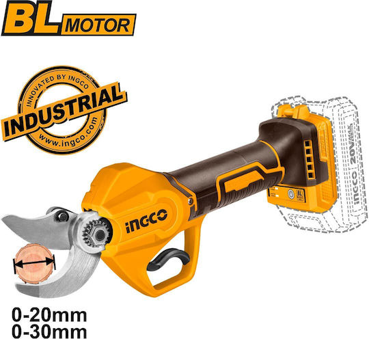 Ingco Set Chainsaw & Pruning Shear Brushless 20V with 2 Batteries 2Ah and Case
