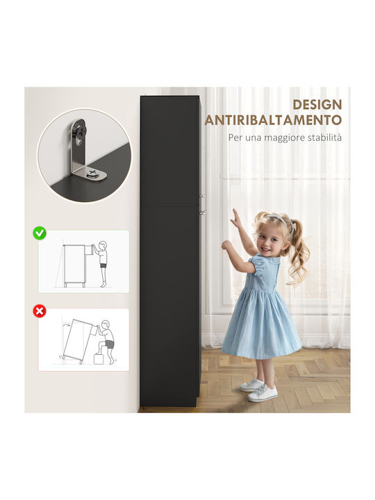 Floor Cabinet Black Wood 59x31x155cm