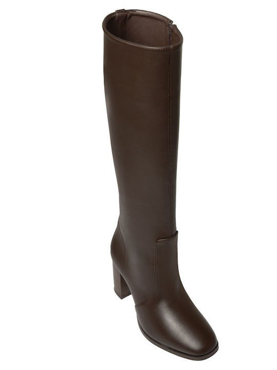 Synthetic Leather High Heel Women's Boots Brown
