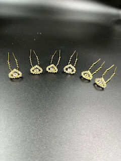 Bridal Set 6 Pieces Hair Pins Wire Heart Shape Silver or Gold Tessa