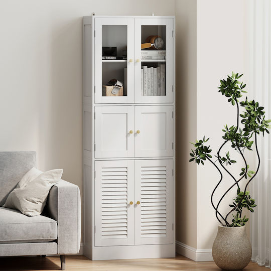 HomCom Badezimmerschrank B60xT30xH170cm Weiß