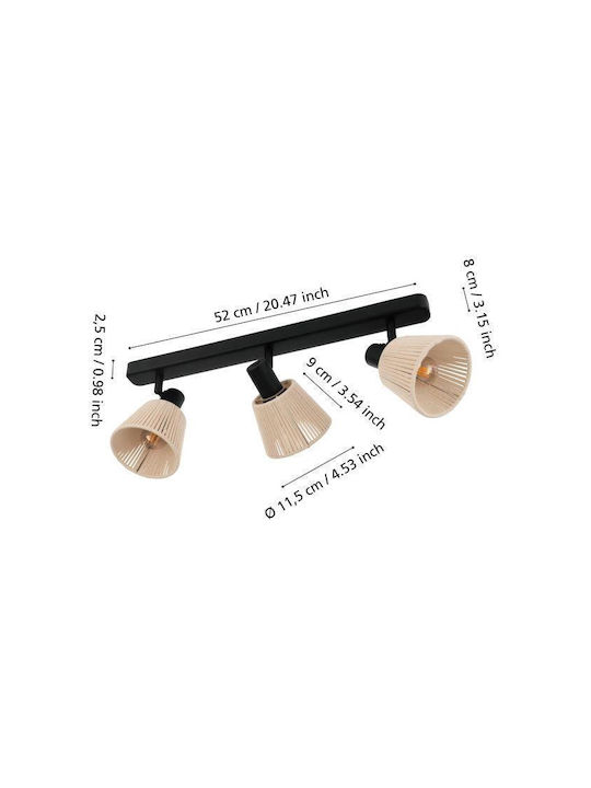 Eglo Seagard Triple Ceiling & Wall Spot with E14 Socket in Black Color