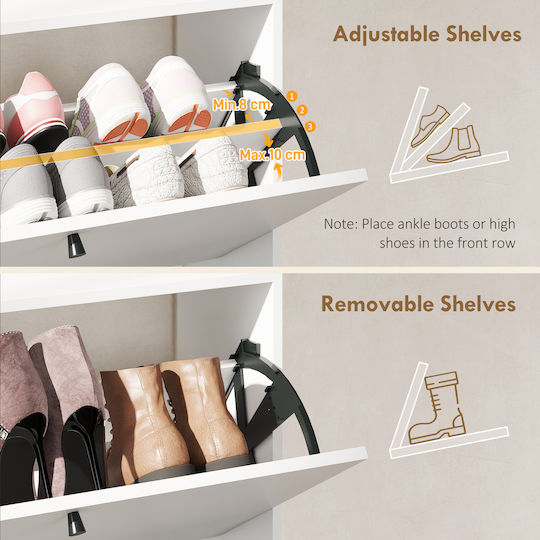 Metallic Shoe Organizer White 80x24x101cm