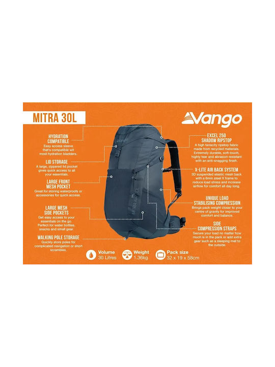 Vango Ορειβατικό Σακίδιο 30lt Αδιάβροχο Hiking