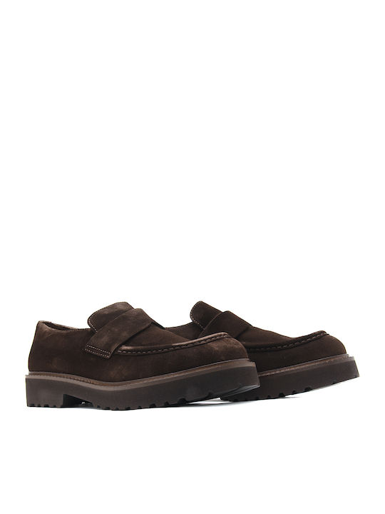 Suede Ανδρικά Loafers σε Καφέ Χρώμα