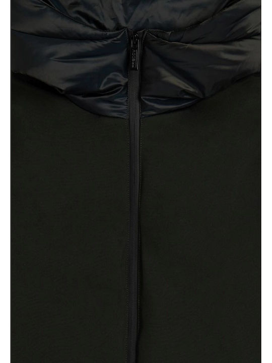 Women's Long Lifestyle Jacket for Winter with Hood Dark Green