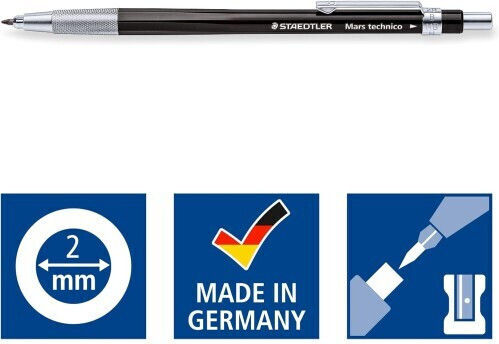 Staedtler Staedtler Mechanical Pencil Mars Technico 780 C Bkp6 Lead Hb 2 Mm Black 780 C Bkp6