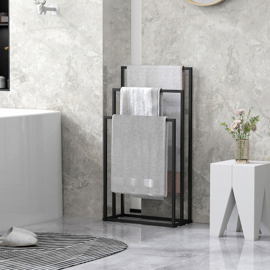 HomCom Triple Wall-Mounted Bathroom Rail 45x21.5cm Inox Black HomCom Triple Wall-Mounted Bathroom Rail 45x21.5cm Inox Black