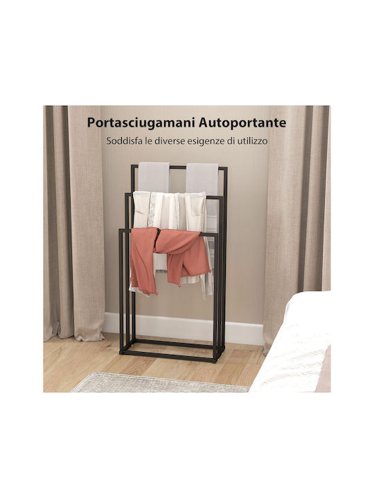 HomCom Triple Wall-Mounted Bathroom Rail ​45x21.5cm Inox Black