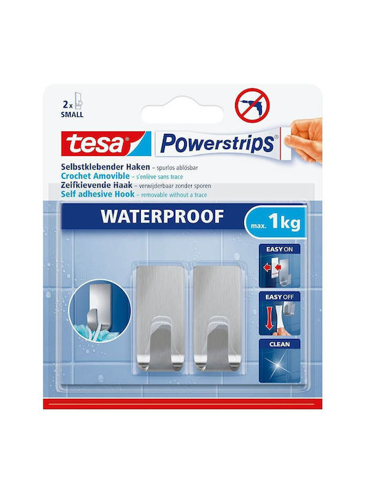 Tesa Single Wall-Mounted Bathroom Hook Inox Gray