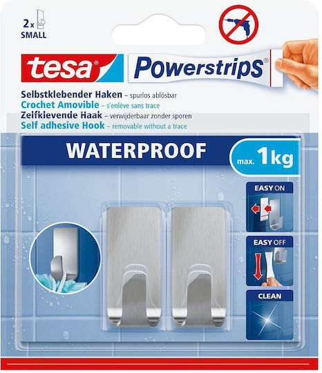 Tesa Single Wall-Mounted Bathroom Hook Inox Gray