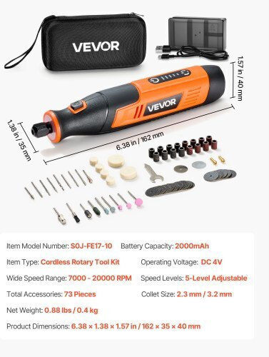 Vevor Electric Rotary Multi Tool 4V with Speed Control BCGXZGJTJWSDD8PM2001V9