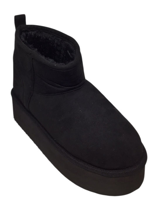 Women's Ankle Boots with Fur Black