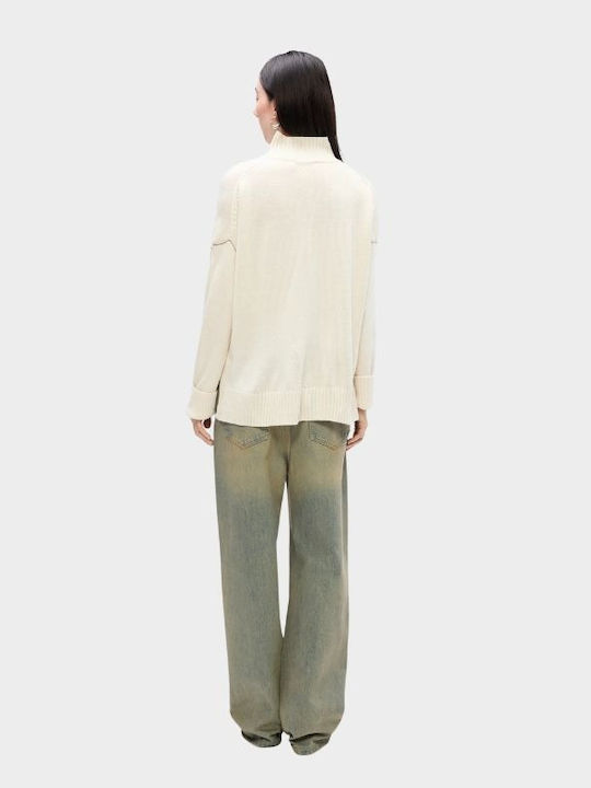 Logo Damen Pullover Beige