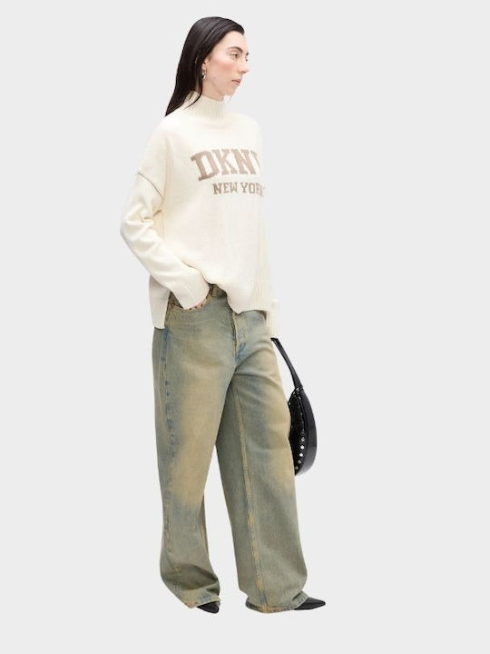 Logo Damen Pullover Beige