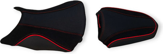 Honda Hornet500 2024 Anti-Slip Alcantara Carbon Seat Cover Red Stitches Paiping Logo