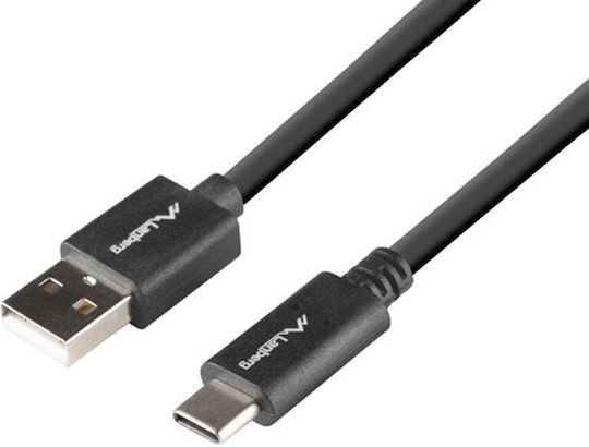 Lanberg Редовна USB 2.0 Кабел USB-C мъжки - USB-A мъжки Черен 2м (CA-USBO-15CU-0005-BK)