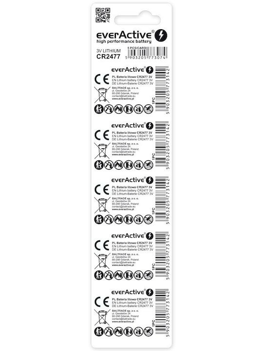 everActive Μπαταρίες Λιθίου Ρολογιών CR2477 3V 5τμχ