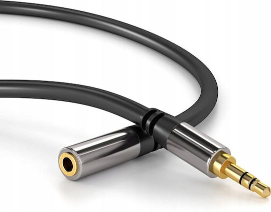 PremiumCord 3.5mm Jack Cable 3.5mm Male - 3.5mm Female Black 3m With Gold Plated Terminals