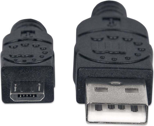 Manhattan Regular USB 2.0 spre micro USB Cablu Negru 1m (393874) 1buc