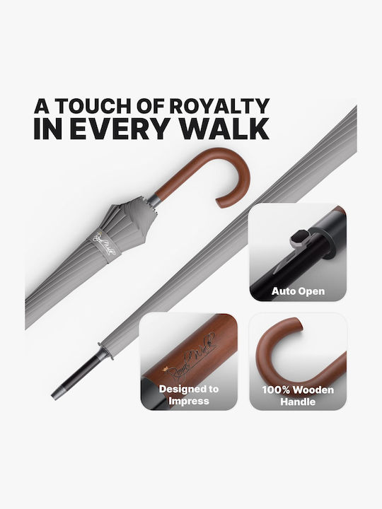 Royal Walk Αντιανεμική Αυτόματη Ομπρέλα Βροχής Σπαστή Μαύρη