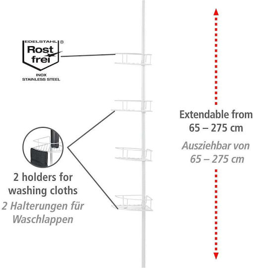 Wenko Γωνιακή Επιτοίχια Ραφιέρα Μπάνιου Μεταλλική Λευκή