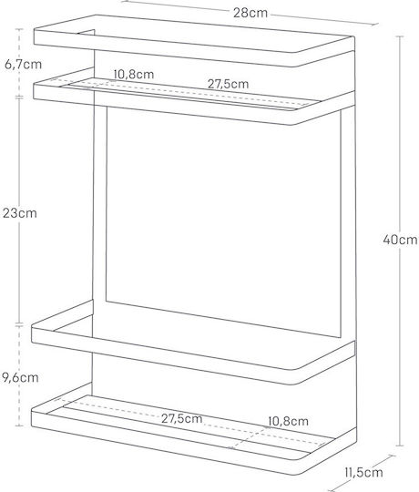 Yamazaki Raft Montat Pe Perete De Baie Metalic 24.5x6.5x34cm Albă