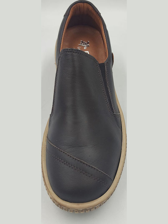 Γυναικεία Slip-On Δερμάτινα Καφέ