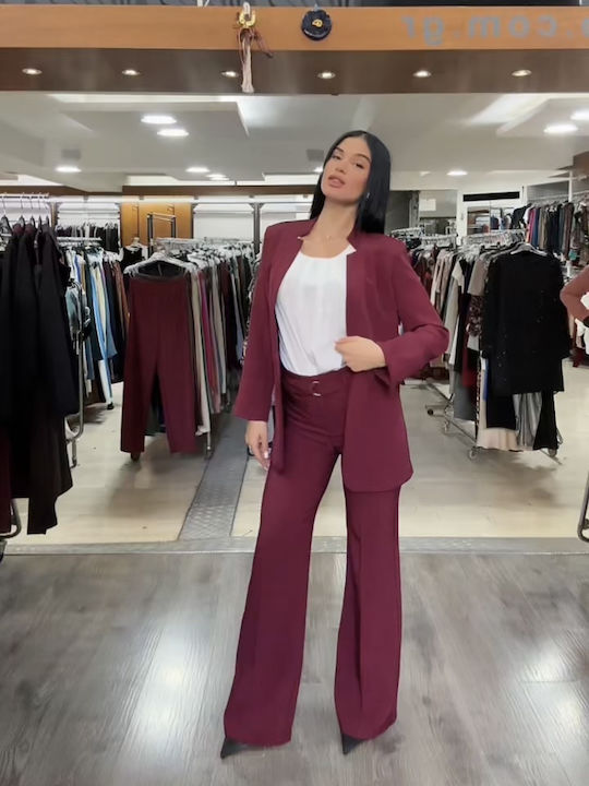 Damen Bordeaux Set mit Hose in Entspannter Passform