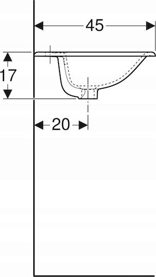 Geberit Selnova Επικαθήμενος Νιπτήρας Πορσελάνης 55x45x17cm