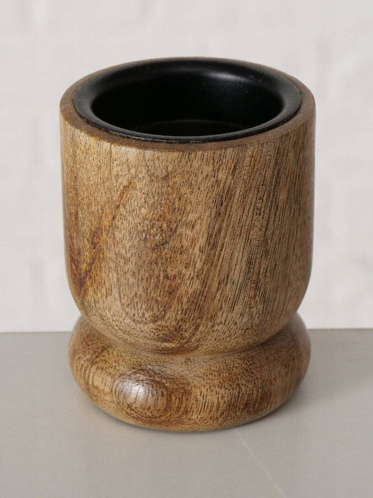 Boltze Set of Candle Holders Wooden in Brown Color 2pcs