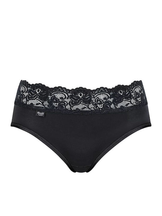 Romance Midi Γυναικείο Slip με Δαντέλα Μαύρο