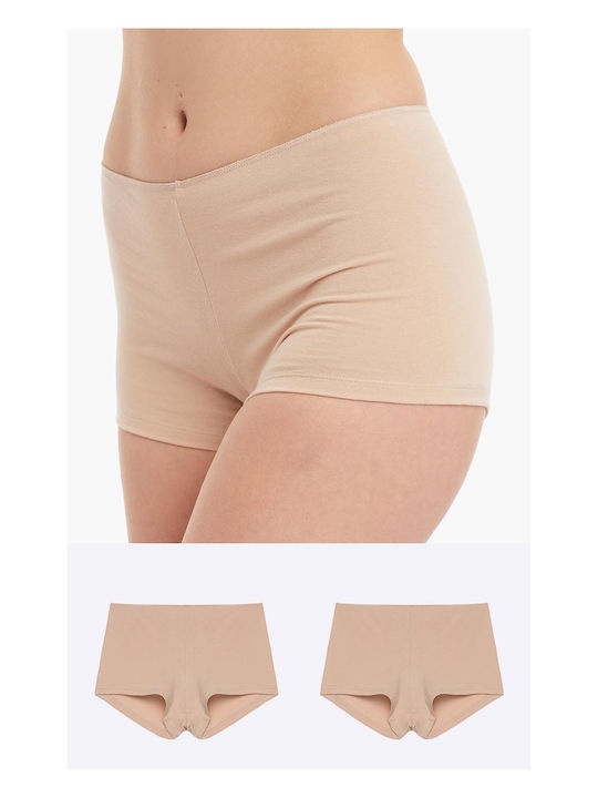 Miss Βαμβακερά Γυναικεία Boxer 2Pack Μπεζ