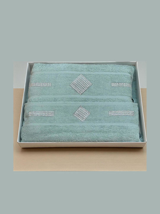 Linea Home Πετσέτα Προσώπου Μέντα 2τμχ Βάρους 500gr/m²