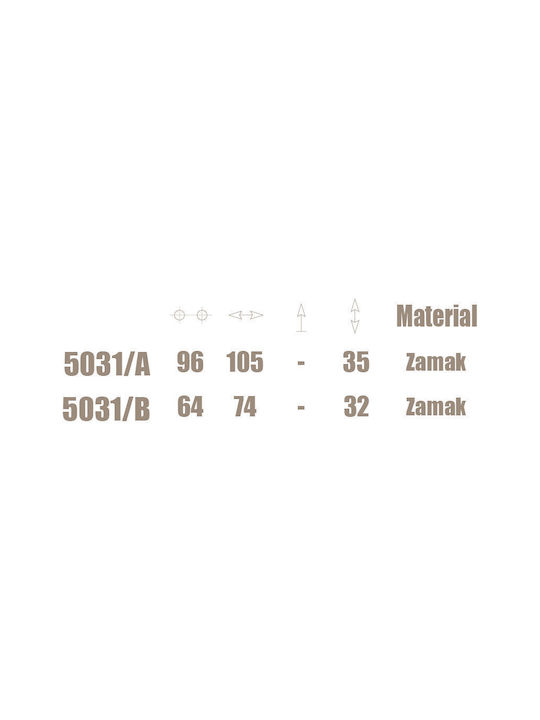 Mâner Pentru Mobilier Mânere De Mobilier Seria 5031 Argintiu Giusti 105mm #5031/0a-ar