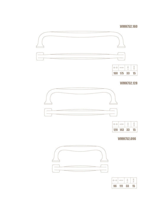 Λαβή Επίπλου Σειρά 752 Linea Decor Giusti 160 Mm Χαλκός #wmn752cu-160